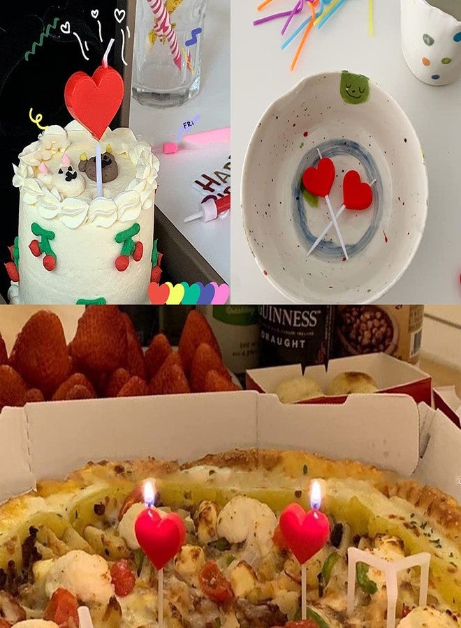 Aprildecember Heart Shaped Birthday Candles, Heart Cake Candles Cupcake Topper Candles - 5 Pcs - Image 5